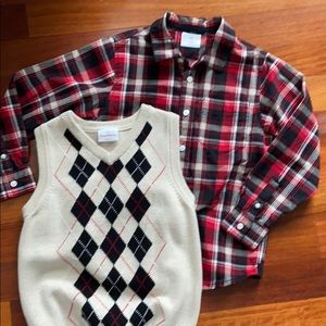 Boys Hanna Andersson button-down & sweater vest 8